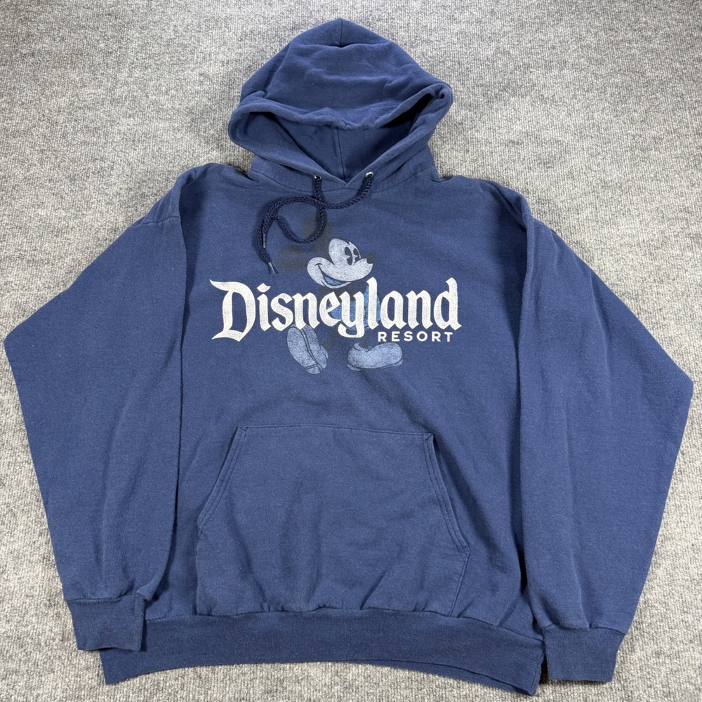 Vintage 90s Disneyland Resort Mickey Mouse Hoodie Navy Blue XL Disneycore Street
